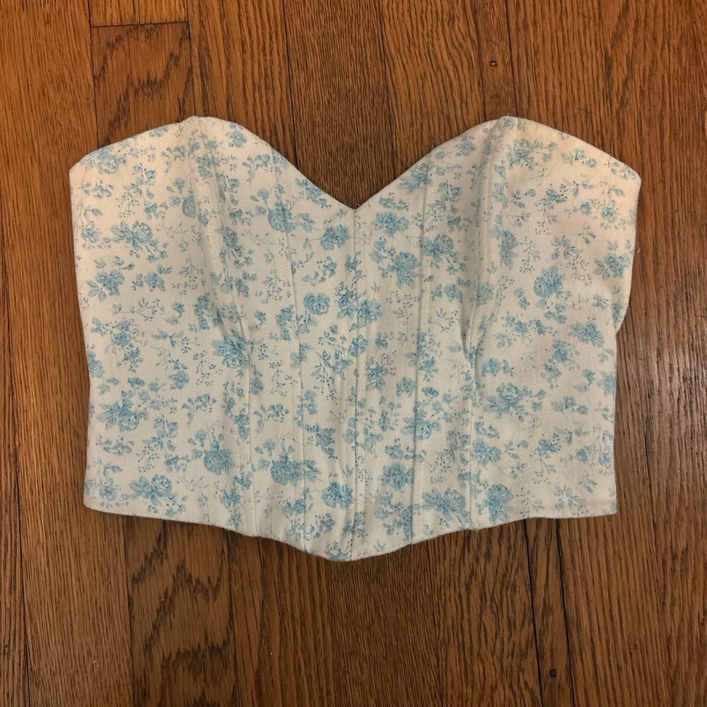 Zara blue and white flowered corset